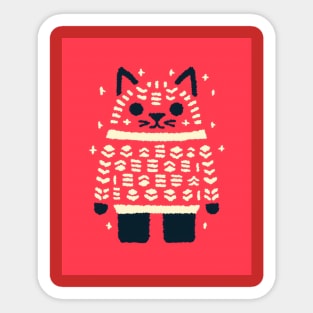Cute Cat In Christmas Sweater Sticker
